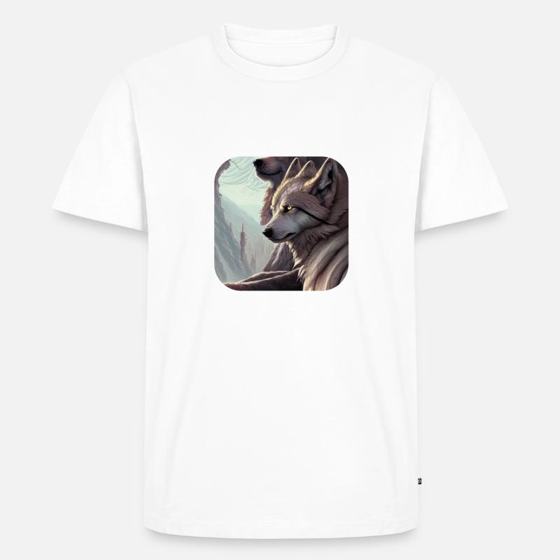 Wolf - Männer Premium Bio T-Shirt - Weiß