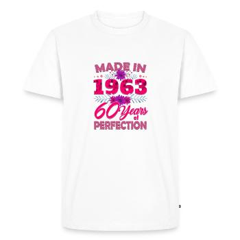 Fabriqué en 1963 60 ans de perfection - 60th Birthda - T-shirt Premium bio Homme - blanc - Devant - Nico (187cm)