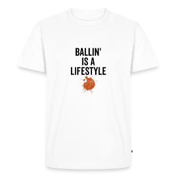 Ballin is a Lifestyle - Men's Premium Organic T-Shirt - white - Front - Nico (187cm)