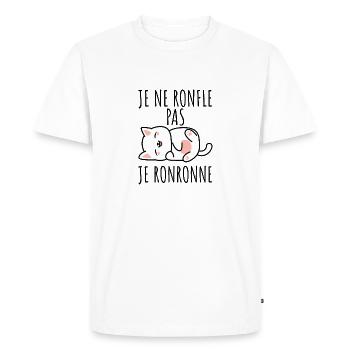 je ne ronfle pas je ronronne - T-shirt Premium bio Homme - blanc - Devant - Nico (187cm)
