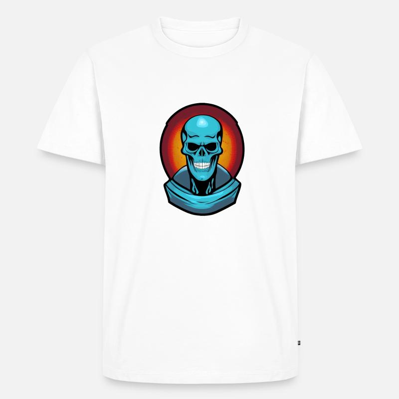 Blauer Monsterschädel - Männer Premium Bio T-Shirt - Weiß
