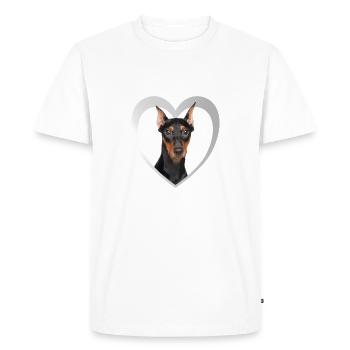 Deutscher Pinscher Herz - I Love Deutsche Pinscher - Men's Premium Organic T-Shirt - white - Front - Nico (187cm)