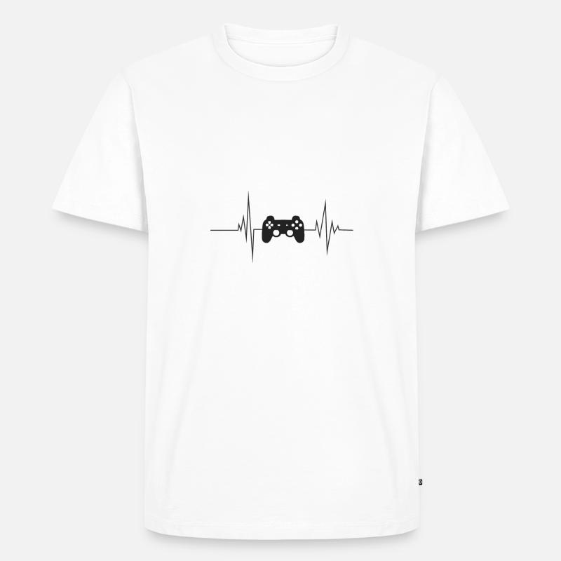 Herzschlag Controller - Männer Premium Bio T-Shirt - Weiß
