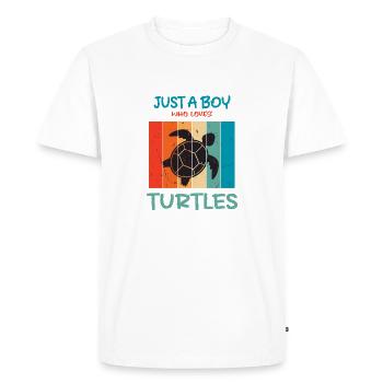 JUST A BOY WHO LOVES TURTLES - Men's Premium Organic T-Shirt - white - Front - Nico (187cm)