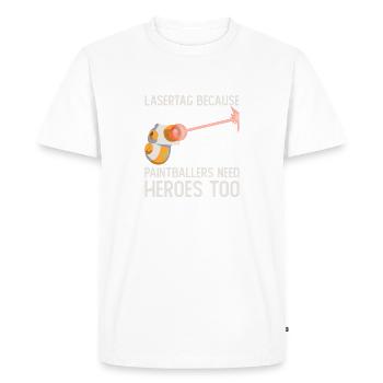Laser tag, because paintballers also need heroes - Men's Premium Organic T-Shirt - white - Front - Nico (187cm)