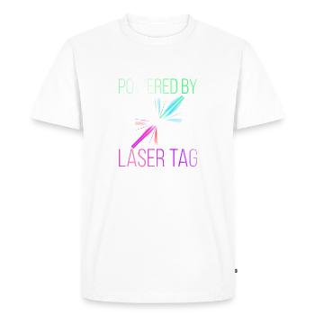 Powered by Laser Tag - Men's Premium Organic T-Shirt - white - Front - Nico (187cm)