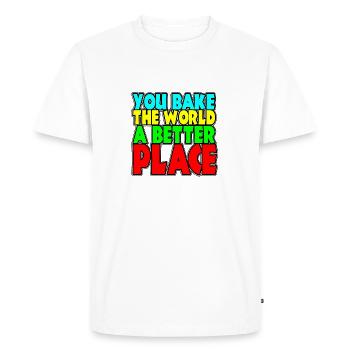 you bake the world a better place - T-shirt Premium bio Homme - blanc - Devant - Nico (187cm)