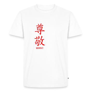 Respect en japonais - T-shirt Premium bio Homme - blanc - Devant - Nico (187cm)