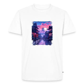Takayama Village Vaporwave Japan Japanese Alps - Men's Premium Organic T-Shirt - white - Front - Nico (187cm)