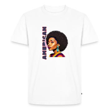 Black woman with American lettering - Men's Premium Organic T-Shirt - white - Front - Nico (187cm)
