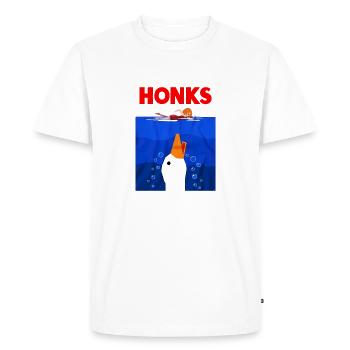 Honk Jaws Funny Goose Duck - Men's Premium Organic T-Shirt - white - Front - Nico (187cm)