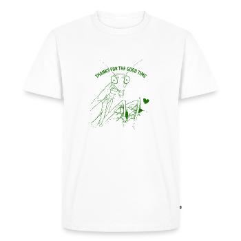 Praying mantis Thanks for the good time insect - Men's Premium Organic T-Shirt - white - Front - Nico (187cm)