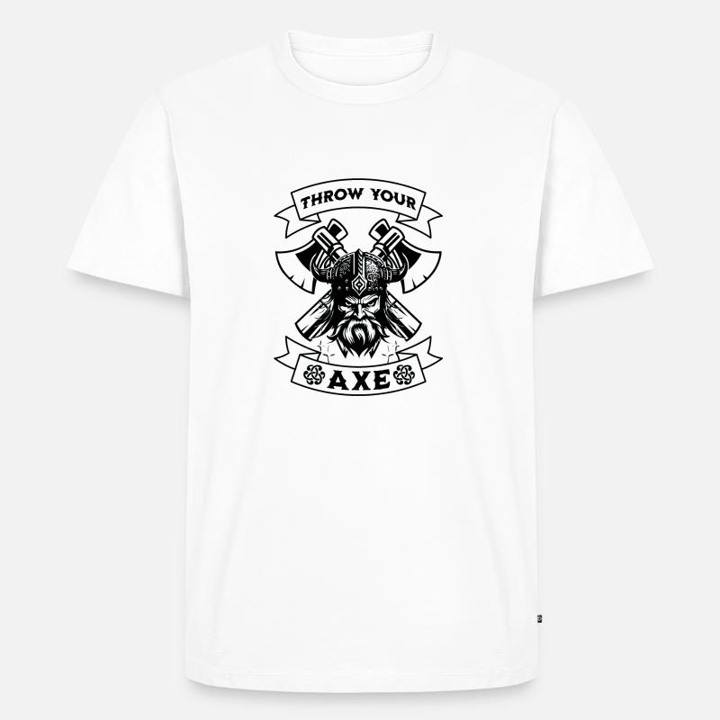 Axt Werfen Wikinger - Männer Premium Bio T-Shirt - Weiß