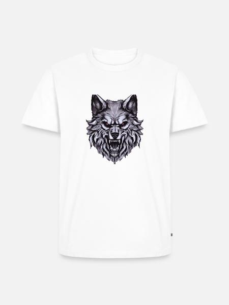 Wolfskopf - Männer Premium Bio T-Shirt - Weiß