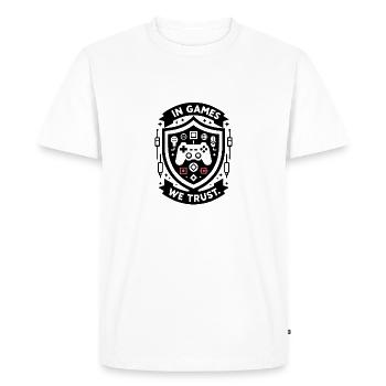 Dans les jeux auxquels nous faisons confiance - T-shirt Premium bio Homme - blanc - Devant - Nico (187cm)