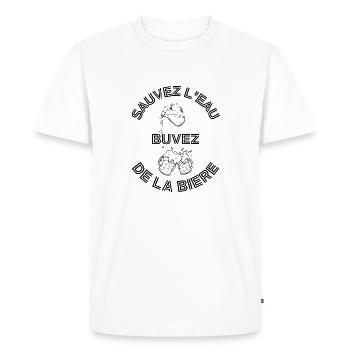 cadeau homme, femme, humour, t-shirt humoristique - T-shirt Premium bio Homme - blanc - Devant - Nico (187cm)