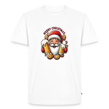 Père Noël avec bières et biscuits - T-shirt Premium bio Homme - blanc - Devant - Nico (187cm)