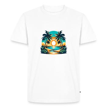 Tropical beach at sunset - Men's Premium Organic T-Shirt - white - Front - Nico (187cm)