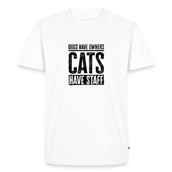 Les chiens ont des propriétaires. Les chats ont du personnel - cadeau de chat drôle - T-shirt Premium bio Homme - blanc - Devant - Nico (187cm)
