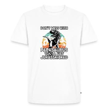 Papa Saurus Father's Day T-Shirt and PapaSaurus - Men's Premium Organic T-Shirt - white - Front - Nico (187cm)