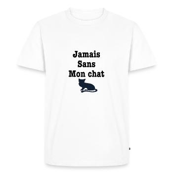 Jamais Sans Mon chat - T-shirt Premium bio Homme - blanc - Devant - Nico (187cm)