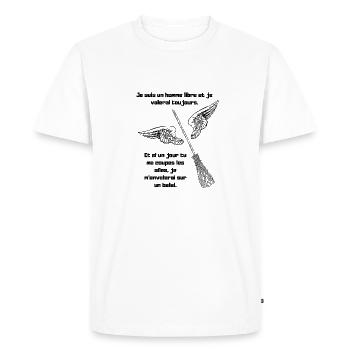 I am a free man and I will always fly. - Men's Premium Organic T-Shirt - white - Front - Nico (187cm)