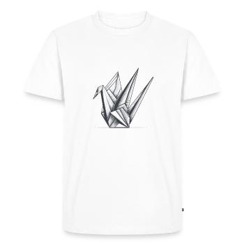 Illustration de style origami d’une grue - T-shirt Premium bio Homme - blanc - Devant - Nico (187cm)
