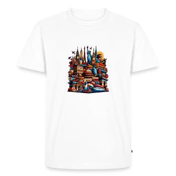 Collage de point de repère de renommée mondiale - T-shirt Premium bio Homme - blanc - Devant - Nico (187cm)