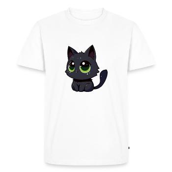 Black cat watching you, zooning out - Men's Premium Organic T-Shirt - white - Front - Nico (187cm)