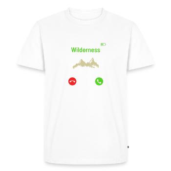 The Wilderness is Calling...! Outdoor & Bushcraft - Men's Premium Organic T-Shirt - white - Front - Nico (187cm)