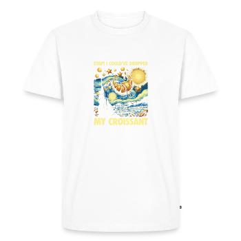 Arrêter! J’aurais pu laisser tomber mon croissant. Conception de mèmes - T-shirt Premium bio Homme - blanc - Devant - Nico (187cm)