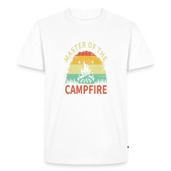 Maître du feu de camp - T-shirt Premium bio Homme - blanc - Devant - Nico (187cm)