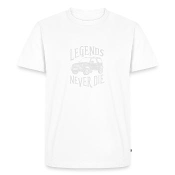 Jimny Off-Road Vehicle 4x4 Legends Never Die - Men's Premium Organic T-Shirt - white - Front - Nico (187cm)