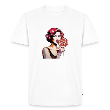 Pop Art Style Women and Lolli - Men's Premium Organic T-Shirt - white - Front - Nico (187cm)