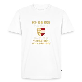 Je suis le drapeau fou de la Carinthie et de l’Autriche - T-shirt Premium bio Homme - blanc - Devant - Nico (187cm)