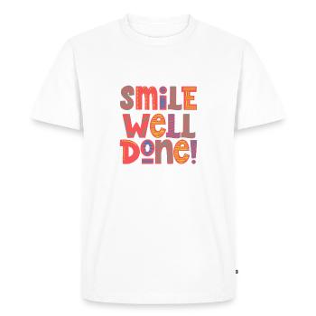 Souriez bien ! - T-shirt Premium bio Homme - blanc - Devant - Nico (187cm)