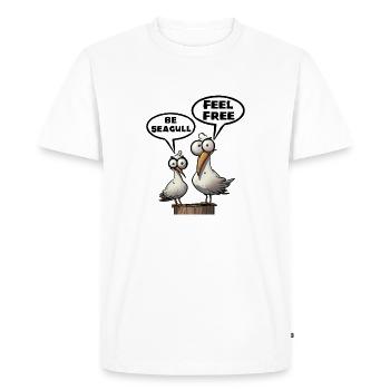 Be Seagull feel free - Men's Premium Organic T-Shirt - white - Front - Nico (187cm)