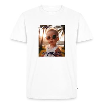 BE PROUD OF YOURSELF - SOIT FIER(E) DE TOI - Men's Premium Organic T-Shirt - white - Front - Nico (187cm)