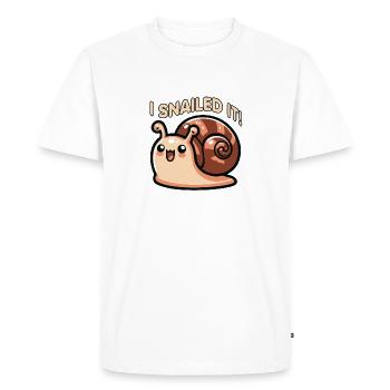 I Snailed It Funny Snail Pun Cute For Kids - Men's Premium Organic T-Shirt - white - Front - Nico (187cm)