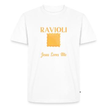 Ravioli Jesus - Men's Premium Organic T-Shirt - white - Front - Nico (187cm)