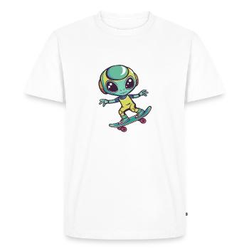 Skater Alien - Men's Premium Organic T-Shirt - white - Front - Nico (187cm)