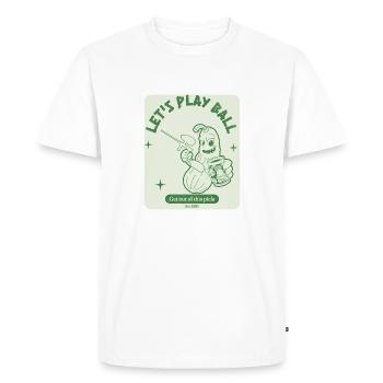 Jouons au ballon. Un Picle jouant au ballon - T-shirt Premium bio Homme - blanc - Devant - Nico (187cm)