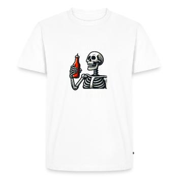 The Hotter The Better Funny Skeleton With Hot Sauc - Men's Premium Organic T-Shirt - white - Front - Nico (187cm)