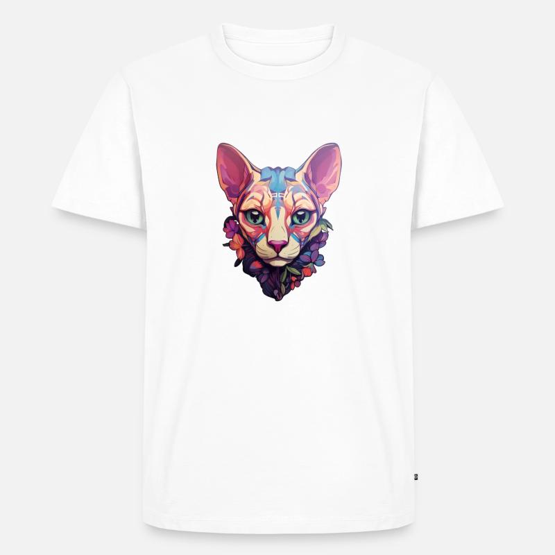 Sphynx-Katzenkopf - Männer Premium Bio T-Shirt - Weiß