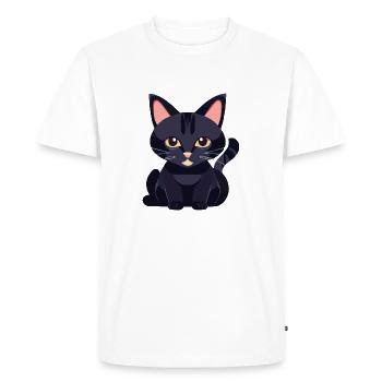 chat noir aux yeux jaunes - T-shirt Premium bio Homme - blanc - Devant - Nico (187cm)