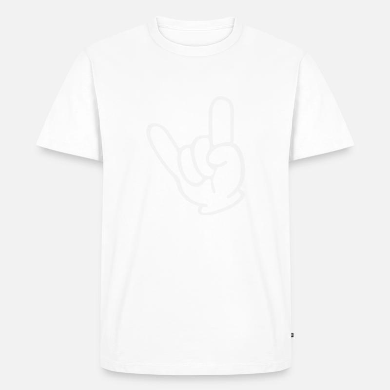 rock hand - Männer Premium Bio T-Shirt - Weiß
