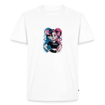 Punk Mouse with Pink and Blue Hair Retro Style - Men's Premium Organic T-Shirt - white - Front - Nico (187cm)