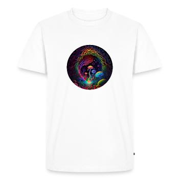 Forêt de champignons magiques - Art abstrait au néon - T-shirt Premium bio Homme - blanc - Devant - Nico (187cm)