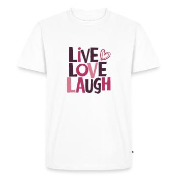 VIVRE LE RIRE DE L’AMOUR - T-shirt Premium bio Homme - blanc - Devant - Nico (187cm)