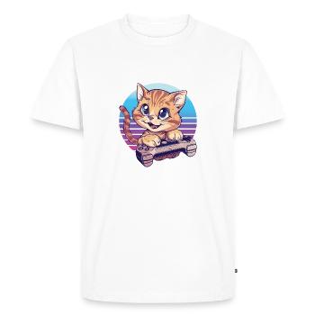 Fond rétro de jeu de chat - T-shirt Premium bio Homme - blanc - Devant - Nico (187cm)